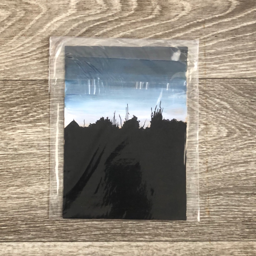 Minimalist Silhouette Handmade Sunrise Painting